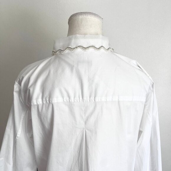 JASON WU WHITE BEADED EMBELLISHED SCALLOPED COLLAR SHIRT - S - Picture 7 of 16